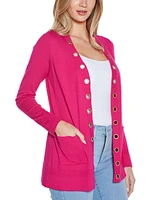 Belldini Women's Rhinestone Grommet Open-Front Cardigan Sweater