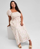 And Now This Trendy Plus Printed Puff-Sleeve Maxi Dress, Exclusively at Macy's