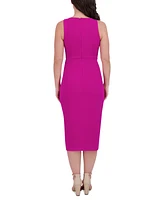 Siena Women's Ruched Side-Twist Sleeveless Midi Dress