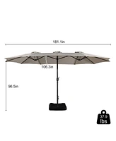 15 Ft Patio Umbrella with Base Included Outdoor Double-sided Extra Large Table Market