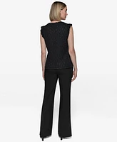 Karl Lagerfeld Paris Women's Textured Cap-Sleeve Top