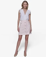 Karl Lagerfeld Paris Women's Button-Front Tweed Skirt