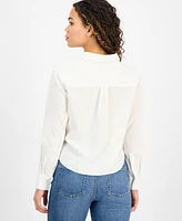 Dkny Jeans Petite Striped Button-Front Shirt