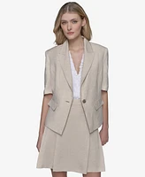 Karl Lagerfeld Paris Women's Lurex Elbow-Sleeve Peak-Lapel Jacket