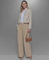 Karl Lagerfeld Paris Women's Cropped Tweed Open-Front Jacket
