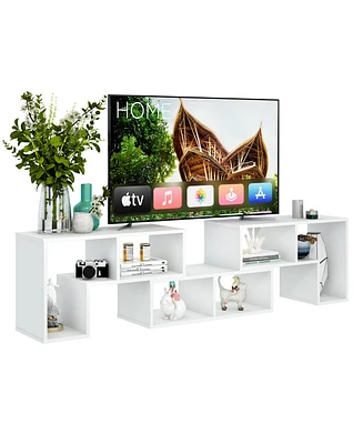 3 Pieces Tv Console Stand Modern Entertainment Center Storage Bookcase