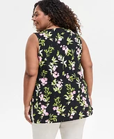 Jm Collection Plus Printed Tunic Tank, Exclusively at Macy's