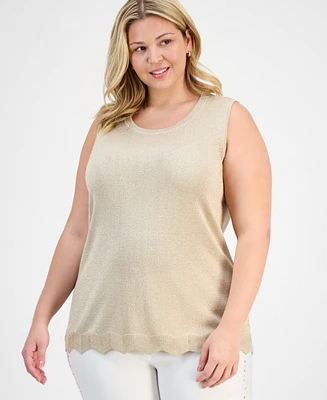 Jm Collection Plus Metallic Shine Sweater Tank Exclusively at Macy's