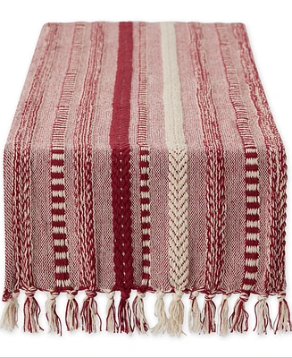 Design Imports Braided Stripe Jacquard Fringe Table Runner, 15" x 108"