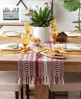 Design Imports Braided Stripe Jacquard Fringe Table Runner, 15" x 108"