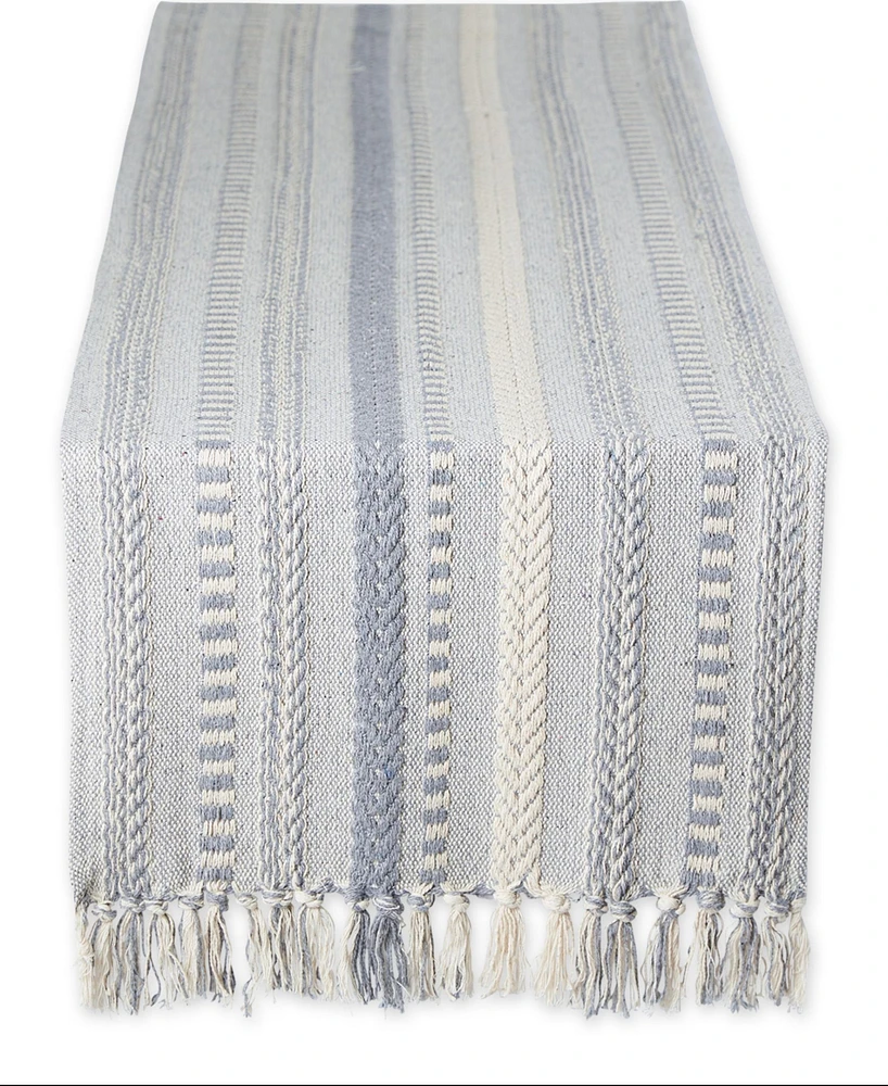 Design Imports Braided Stripe Jacquard Fringe Table Runner, 15" x 108"