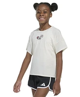 adidas Big Girls Logo Graphic Short-Sleeve Drop-Shoulder T-Shirt