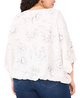 Vince Camuto Plus Printed 3/4-Raglan Sleeve Top, Exclusively at Macy's