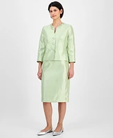Le Suit Women's Collarless Three-Button 3/4-Sleeve Jacket & Slim Skimmer Skirt