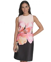 Calvin Klein Women's Floral Sleeveless Scuba Sheath Dress