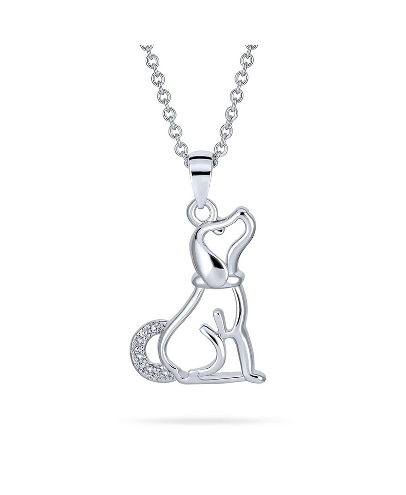 Bling Jewelry Bff Best Friend Cz Accent Puppy Dog Pendant Necklace