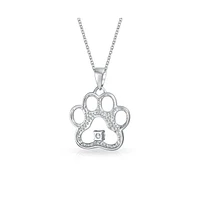 Bling Jewelry Sterling Silver Cz Accent Paw Print Pendant Necklace for Cat and Dog Lovers