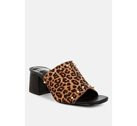 Edama Leopard Print Studded Slip Ons