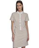 Calvin Klein Women's Short-Sleeve A-Line Scuba Shirtdress