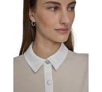 Calvin Klein Women's Short-Sleeve A-Line Scuba Shirtdress