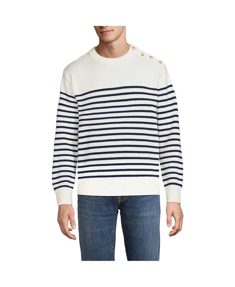 Lands' End Men's Drifter Button Up Crewneck Sweater