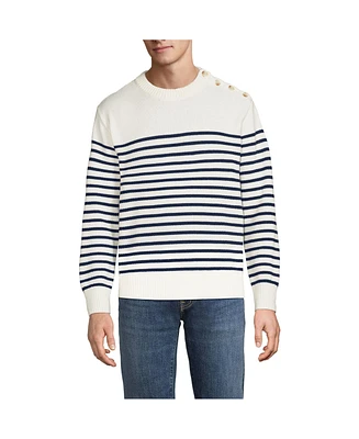 Lands' End Men's Drifter Button Up Crewneck Sweater
