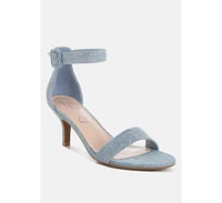 Ozula Denim Kitten Heel Sandals