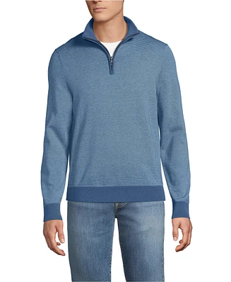 Lands' End Men's Long Sleeve Fine Gauge Cotton Quarter Zip Sweater