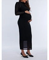 Motherhood Maternity Mesh Turtleneck Maxi Dress