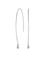 Bling Jewelry Minimalist Dangle Chandelier Earrings with Cubic Zirconia in Sterling Silver