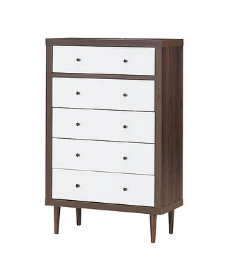5 Drawer Dresser Wood Chest of Drawers Storage Freestanding Cabinet Organizer