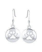 Bling Jewelry Best Friend Pet Lover Dangle Earrings with Paw Print - Sterling Silver Hooks