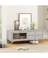 Tv Stand with Storage Compartment and Drawers Modern Entertainment Center for Living Room
