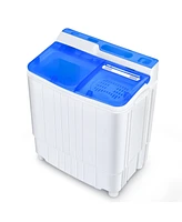 13Lbs Portable Compact Mini Twin Tub Washing Machine with Drain Pump Spinner-Blue