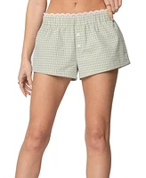 Edikted Womens Lenorah Plaid Boxer Shorts