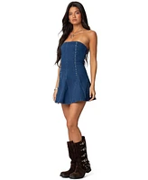 Edikted Womens Fara Strapless Denim Mini Dress