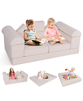 9-Piece Climb and Crawl Foam Floor Playset with Breathable Suede Fabric