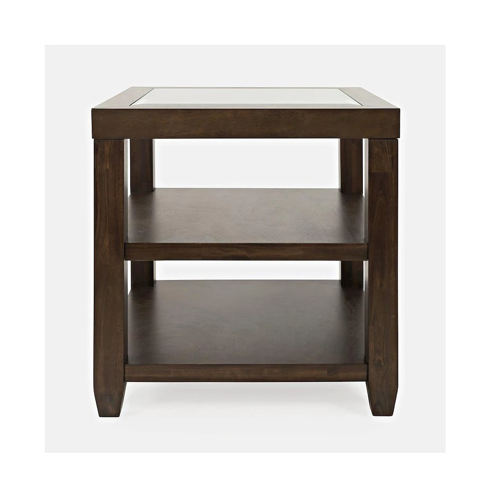 Urban Icon Contemporary Glass Inlay End Table with Storage, Merlot