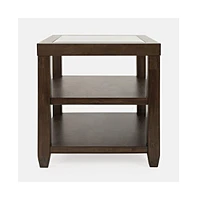 Urban Icon Contemporary Glass Inlay End Table with Storage, Merlot