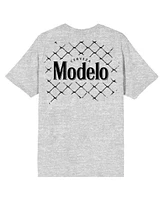 Modelo Logo Chain Link Gate Background Crew Neck Short Sleeve Athletic Heather Men's T-shirt-3XL