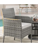 2 Pieces Outdoor Pe Rattan Armchairs with Cozy Seat Cushions