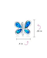 Bling Jewelry Blue Opal Butterfly Stud Earrings Sterling Silver Jewelry