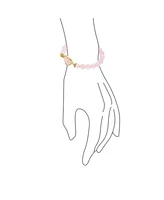 Bling Jewelry Romantic Handmade Natural Rose Quartz Stacking Stretch Bracelet with Heart Charm