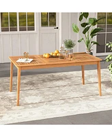 6-Person Outdoor Acacia Wood Rectangular Bistro Dining Table