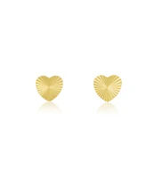 The Lovery Fluted Heart Stud Earrings 14K Gold