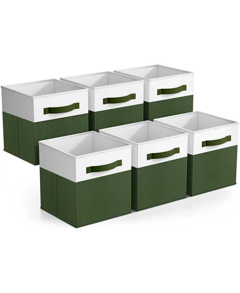 Sorbus 6 Pack 11" Two Tone Foldable Storage Cubes with Handles - Perfect for clothes, toys, books, linens, and more
