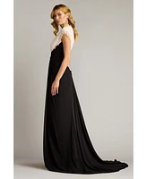 Tadashi Shoji Amelie Lace Trim Chiffon Gown