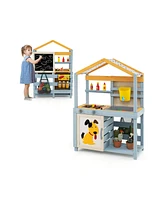 2 in 1 Wooden Mud Kitchen with Removable Water Box and Storage Bag