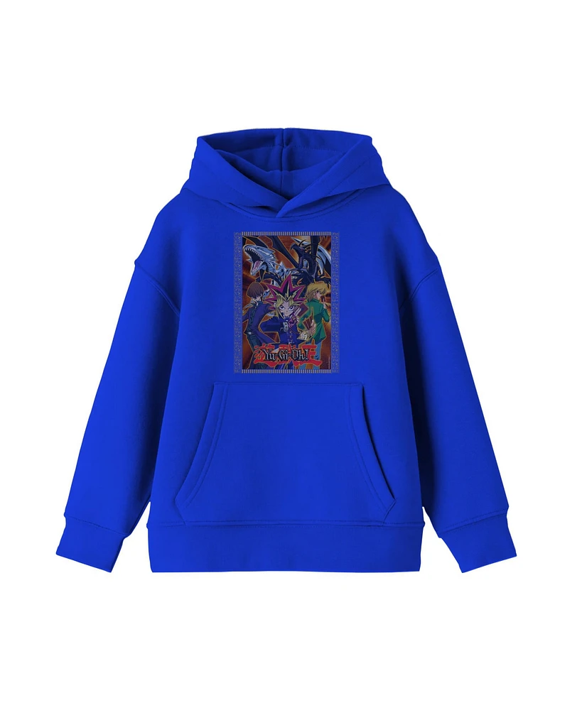 Yu-Gi-Oh Main Characters and Monsters Youth Royal Blue Graphic Hoodie-xl