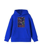 Yu-Gi-Oh Boys Main Characters and Monsters Youth Royal Blue Graphic Hoodie-m